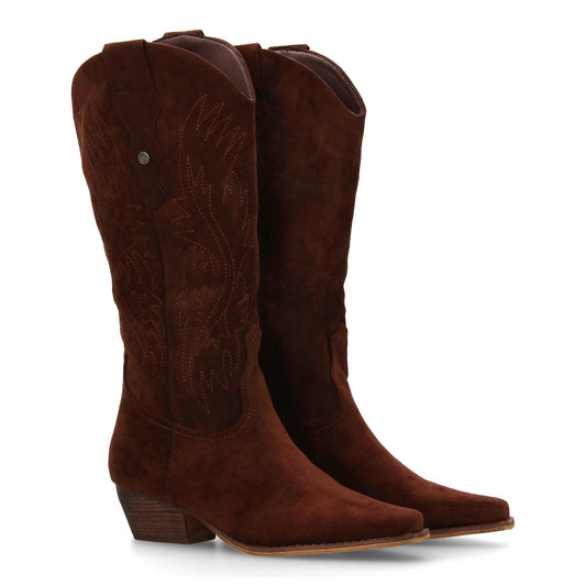 Bota Campera con tacón  Comodas  Diseño con Bordado en caña y Cierre de Cremalle