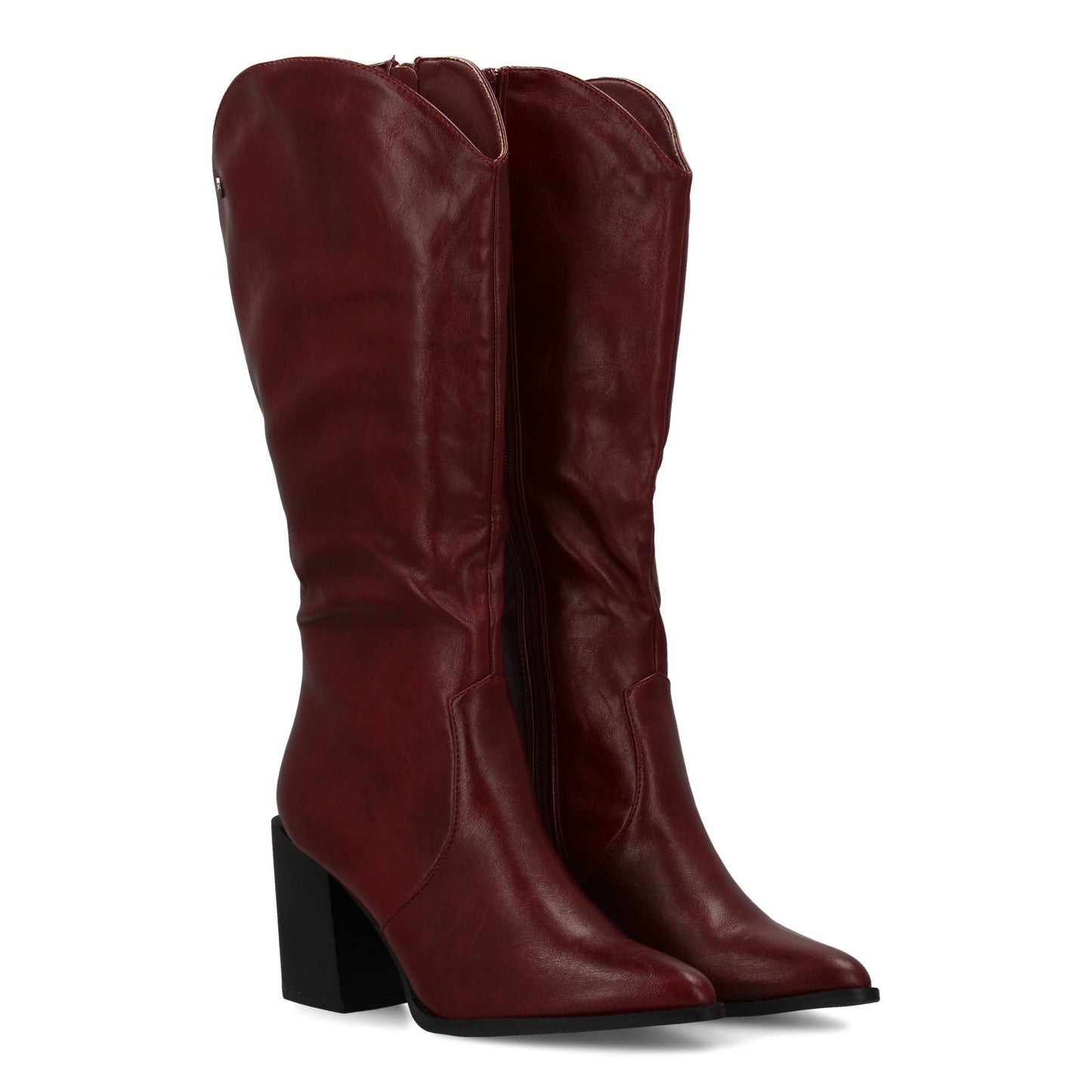 Bota con tacón para mujer con estampado liso  Diseño moderno de punta fina  Cier