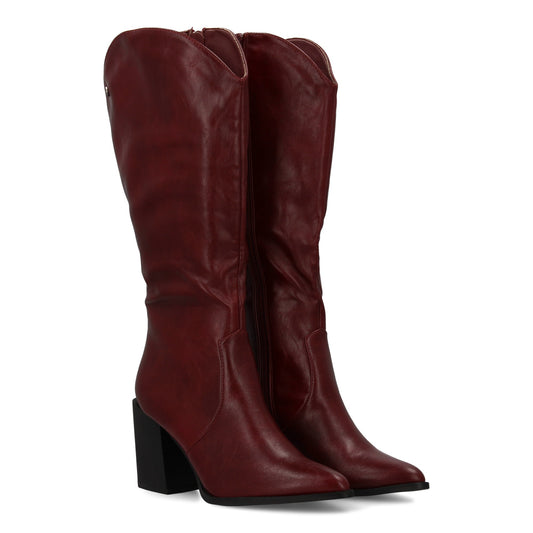 Bota con tacón para mujer con estampado liso  Diseño moderno de punta fina  Cier