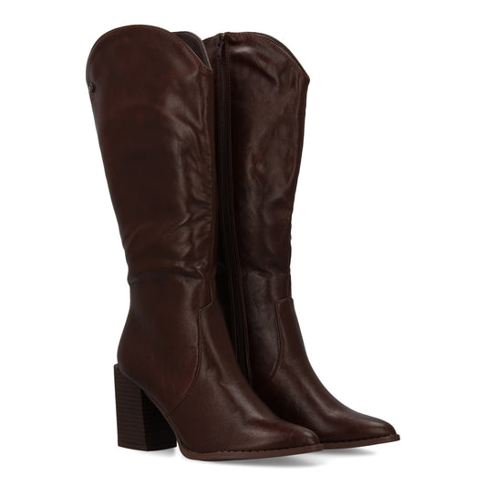 Bota con tacón para mujer con estampado liso  Diseño moderno de punta fina  Cier