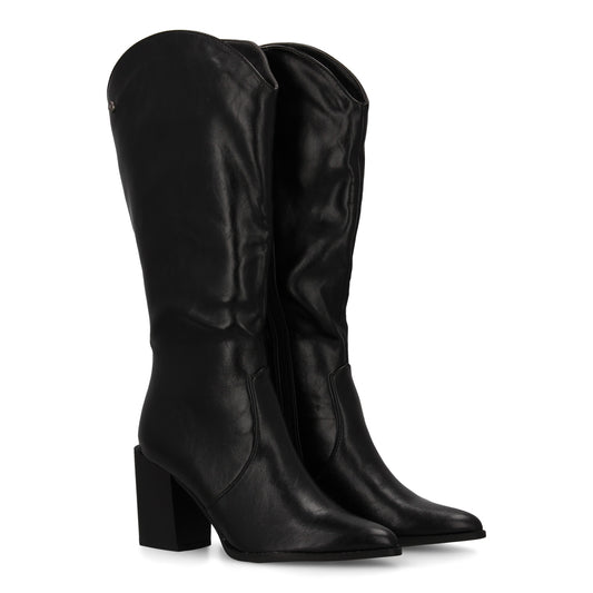 Bota con tacón para mujer con estampado liso  Diseño moderno de punta fina  Cier