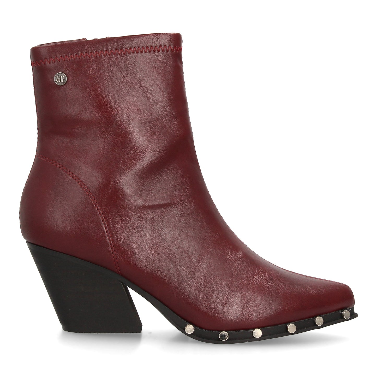 Botín de mujer con tacón cubano  detalles de tachuelas  estilo moderno acab