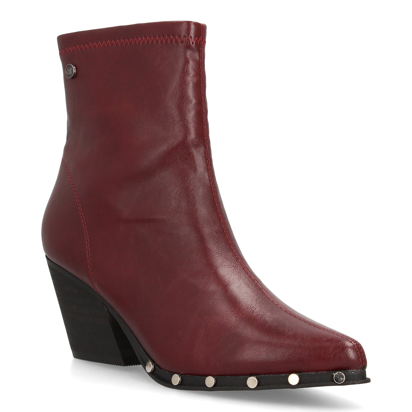 Botín de mujer con tacón cubano  detalles de tachuelas  estilo moderno acab