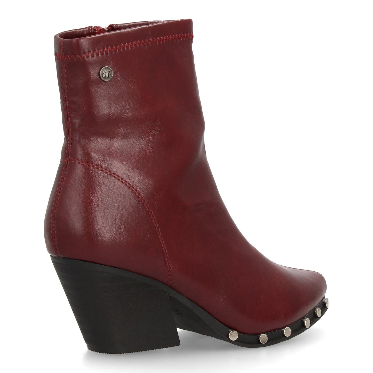 Botín de mujer con tacón cubano  detalles de tachuelas  estilo moderno acab