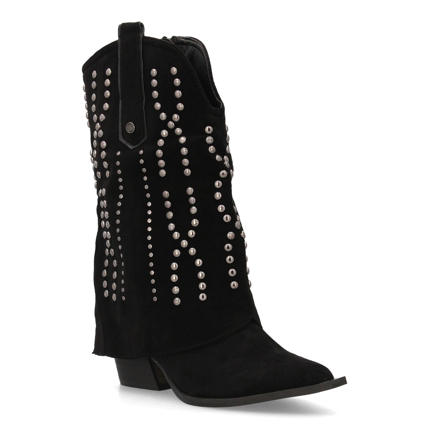 Botín cowboy para mujer con caña media y diseño campero. Decorado con tachu