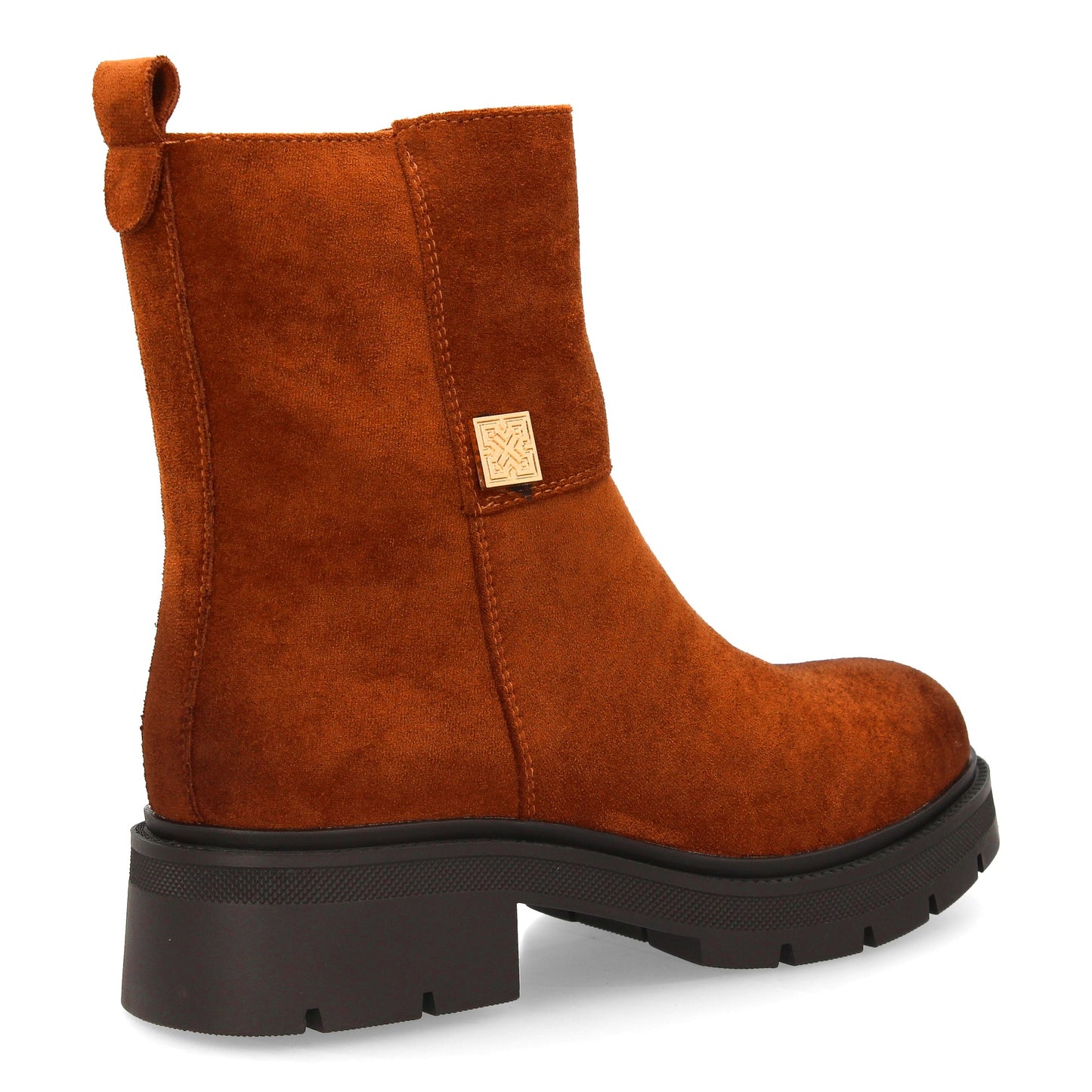 Botín moderno con estampado liso.Incorpora un adorno metálico lateral. Suel