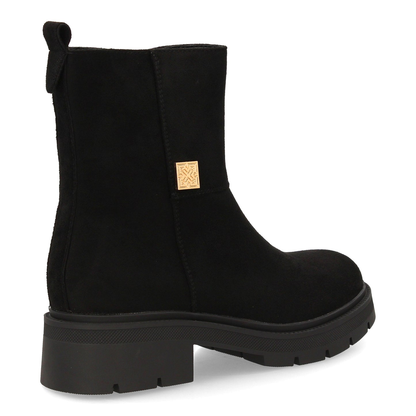 Botín moderno con estampado liso.Incorpora un adorno metálico lateral. Suel