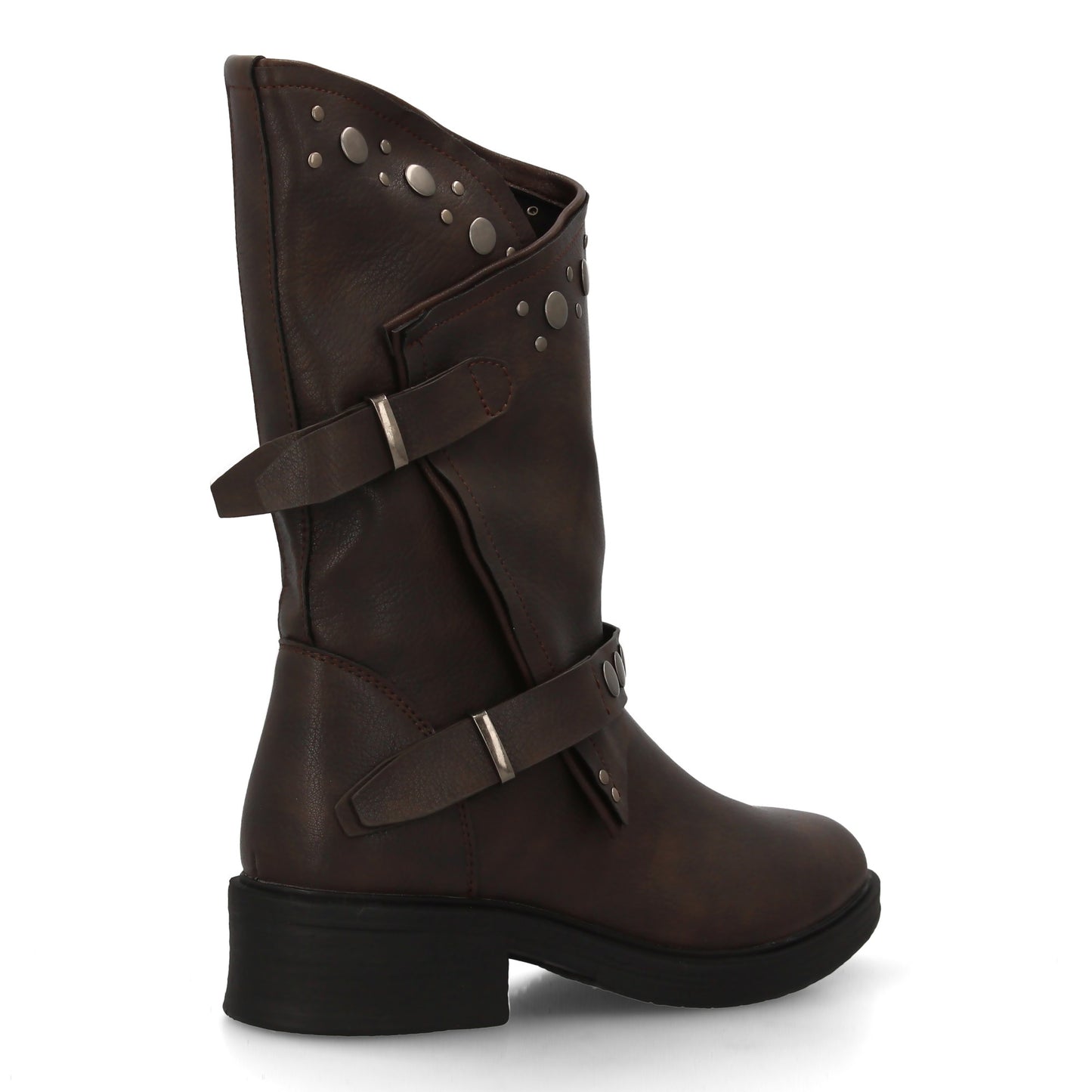Botas de Mujer Estilo Urbano con Detalles metalicos y tachuelas. Estampado liso.