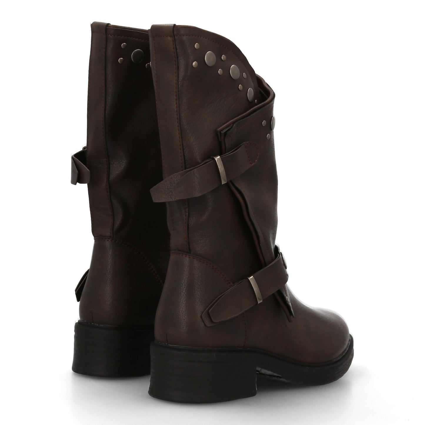 Botas de Mujer Estilo Urbano con Detalles metalicos y tachuelas. Estampado liso.