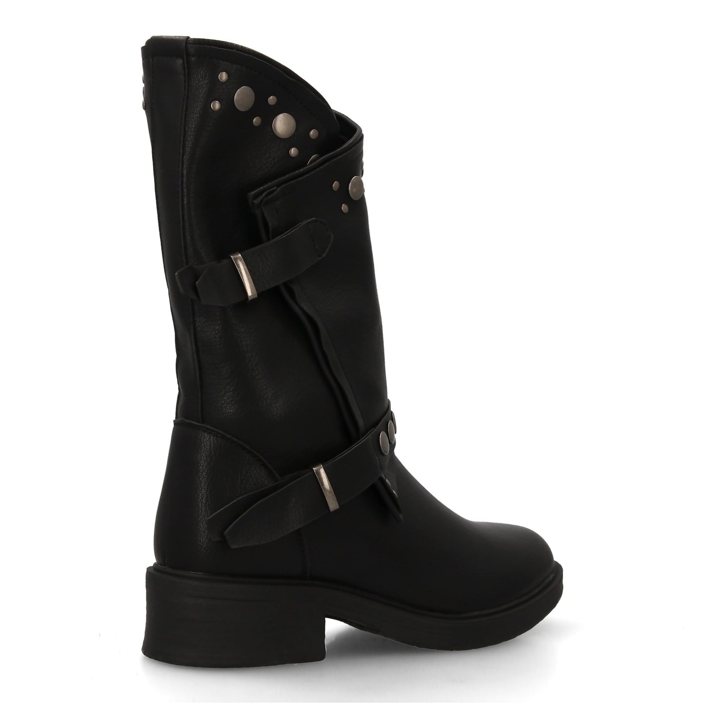 Botas de Mujer Estilo Urbano con Detalles metalicos y tachuelas. Estampado liso.