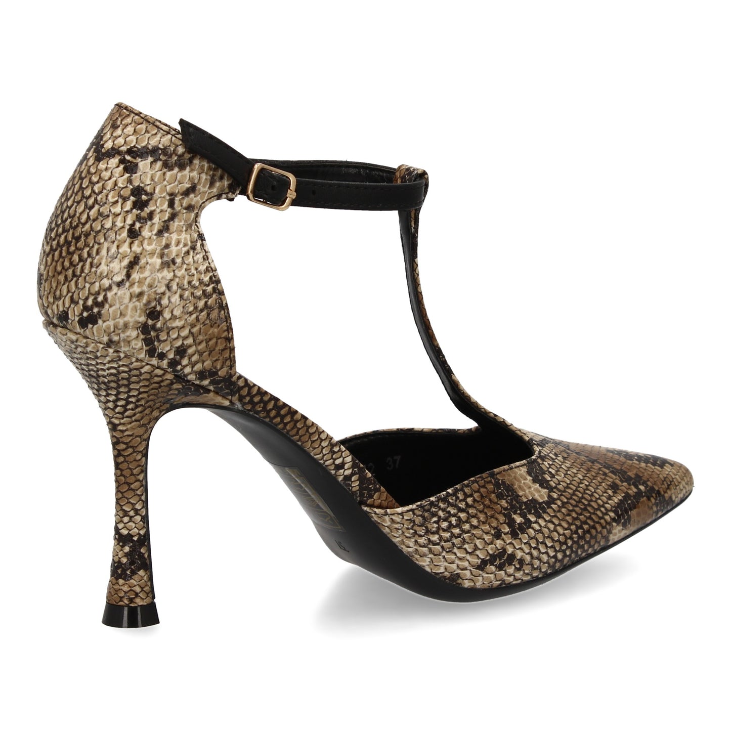 Stiletto de tacón fino con estampado animal print tipo serpiente  Diseño elegant