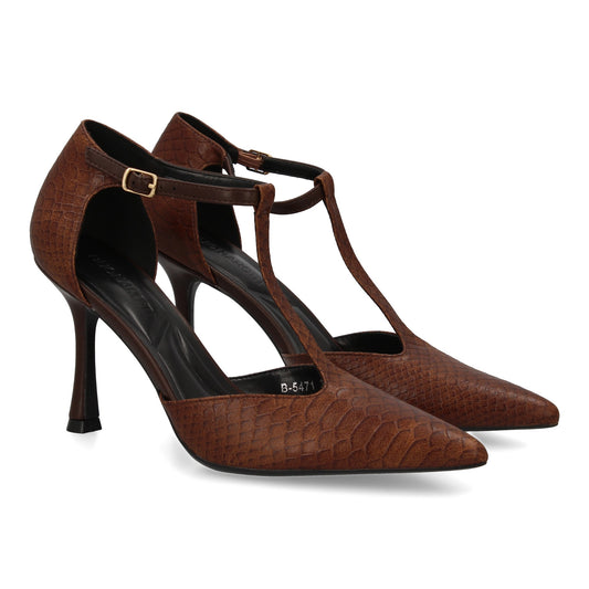 Stiletto de tacón fino con estampado animal print tipo serpiente  Diseño elegant