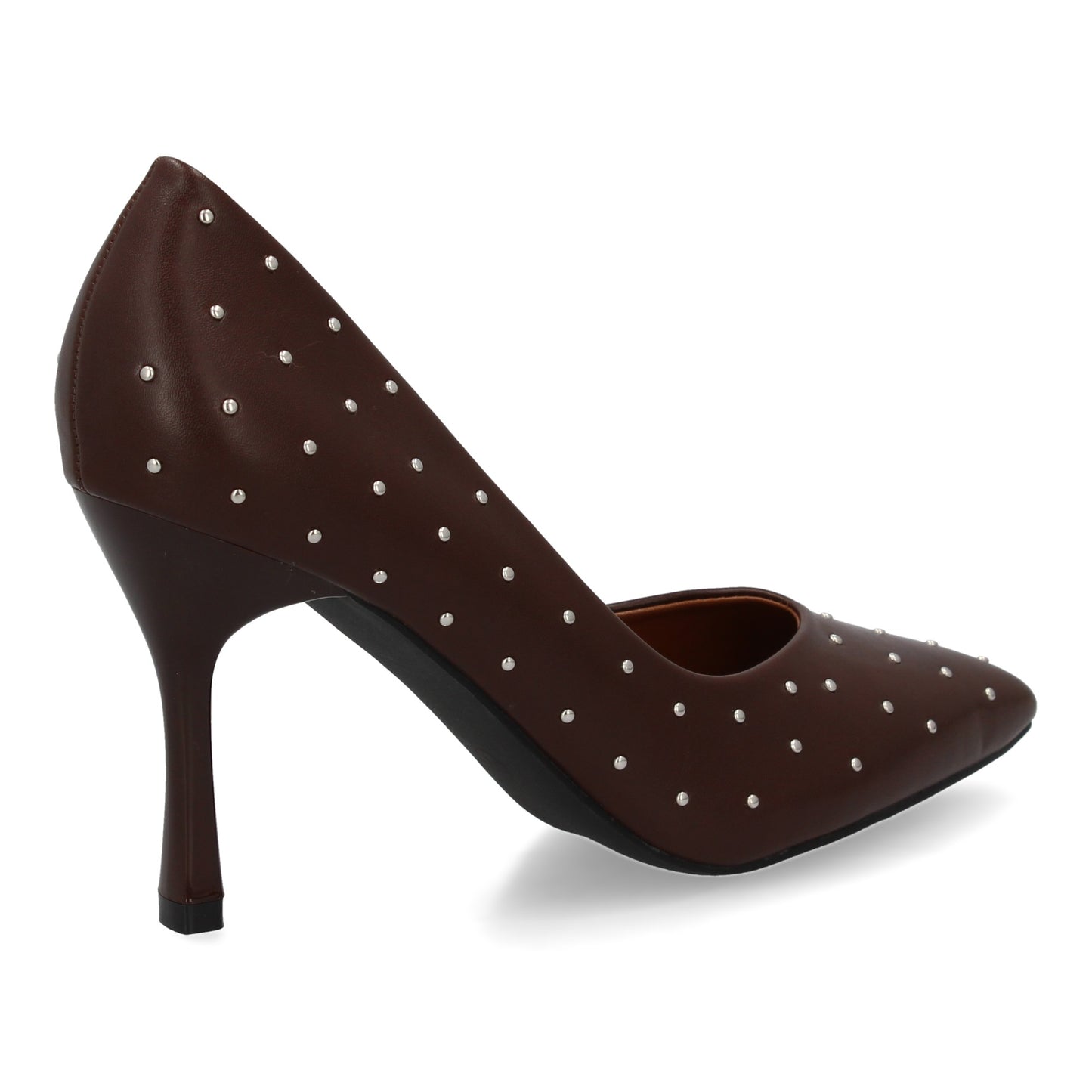 Zapato de salón para mujer con tacón fino y alto. Estampado liso sin cierre. Con