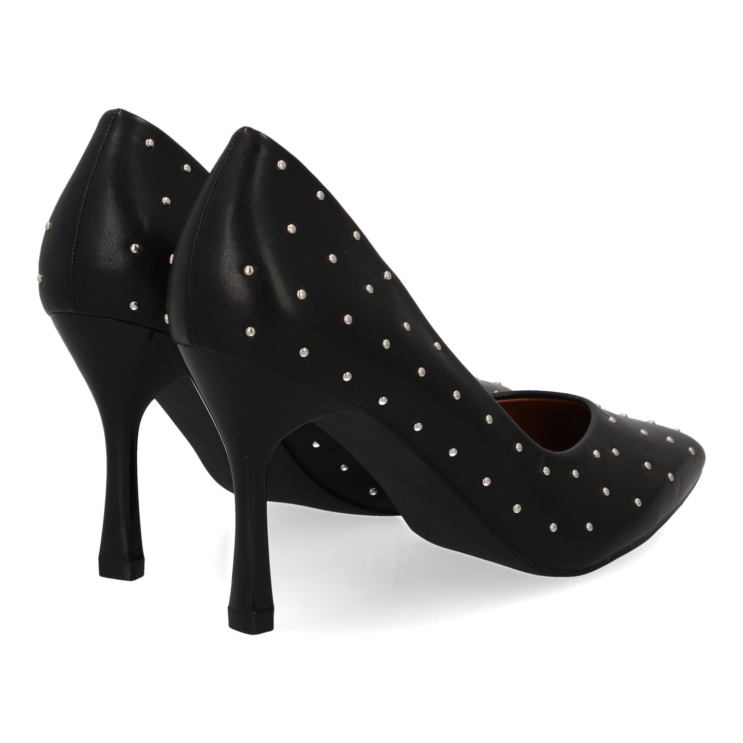 Zapato de salón para mujer con tacón fino y alto. Estampado liso sin cierre. Con