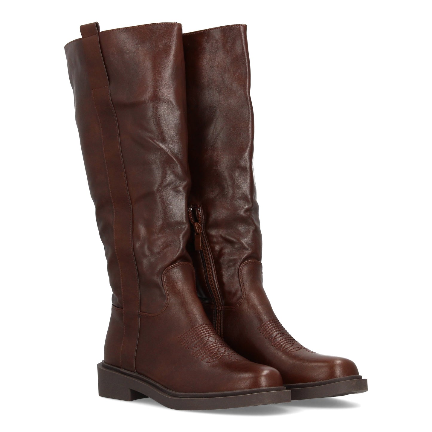 Bota alta para mujer con inspiración cowboy y detalle de bordado frontal  p