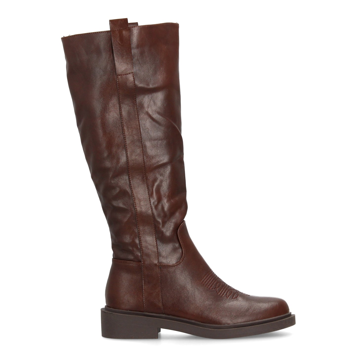 Bota alta para mujer con inspiración cowboy y detalle de bordado frontal  p