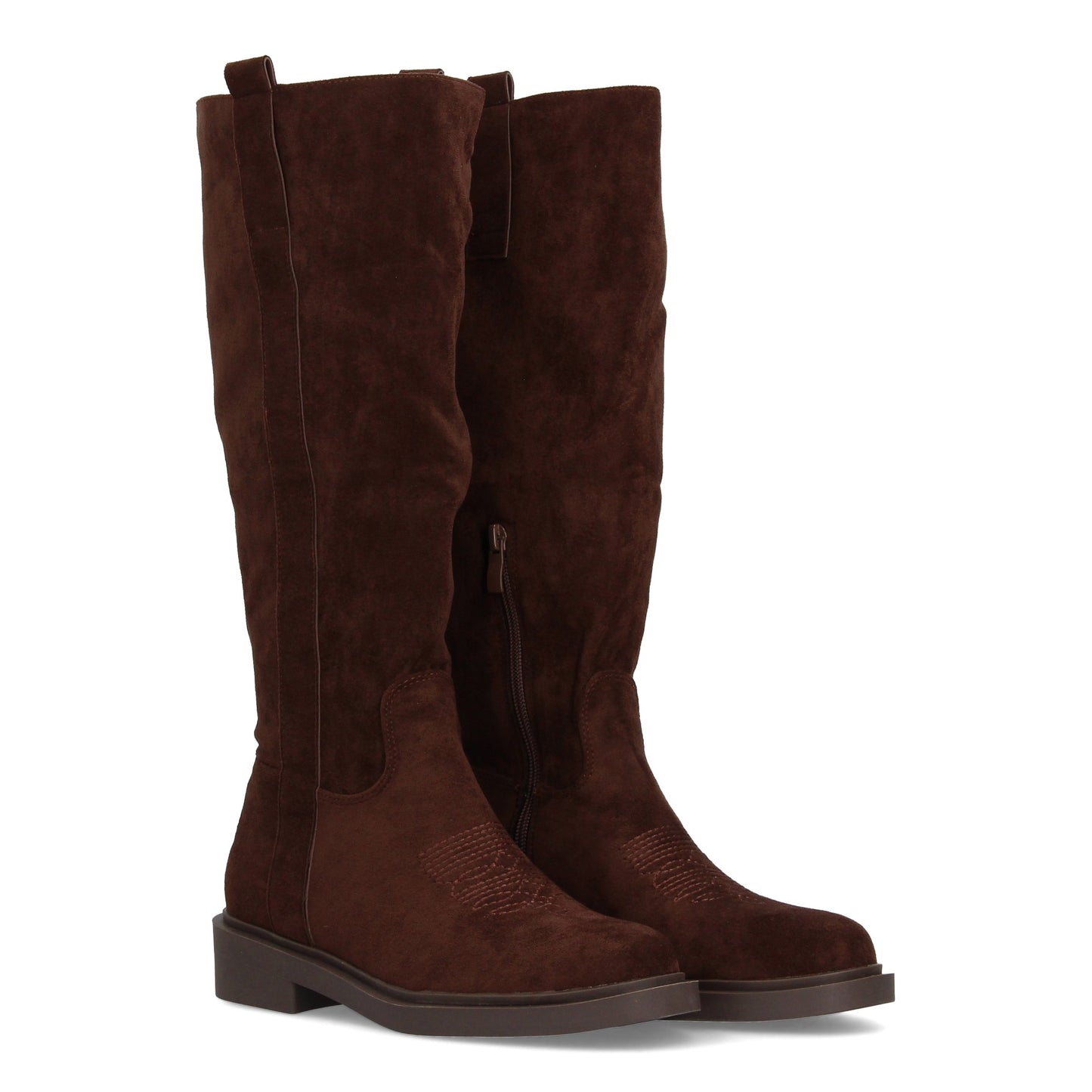 Bota alta para mujer con inspiración cowboy y detalle de bordado frontal  p