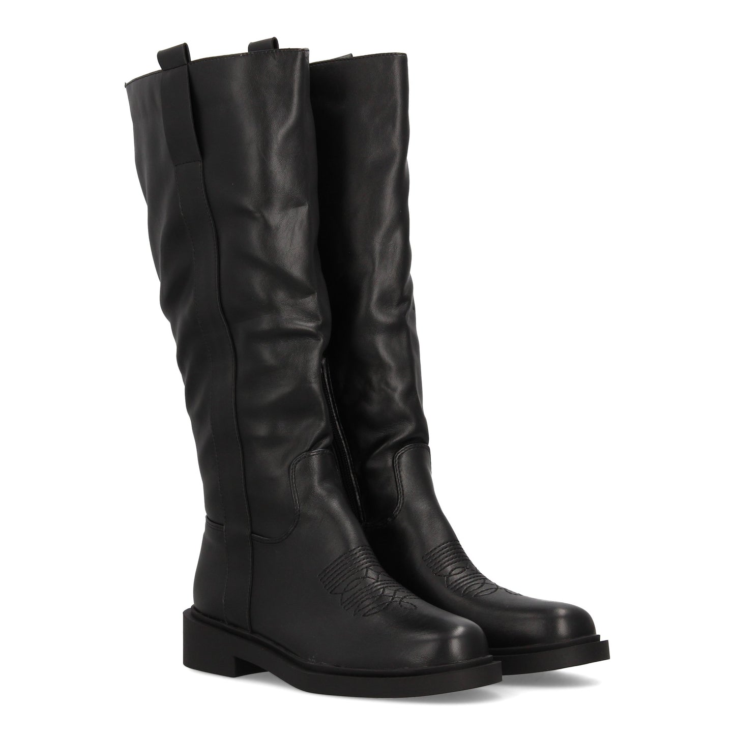 Bota alta para mujer con inspiración cowboy y detalle de bordado frontal  p