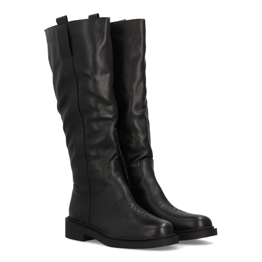 Bota alta para mujer con inspiración cowboy y detalle de bordado frontal  p