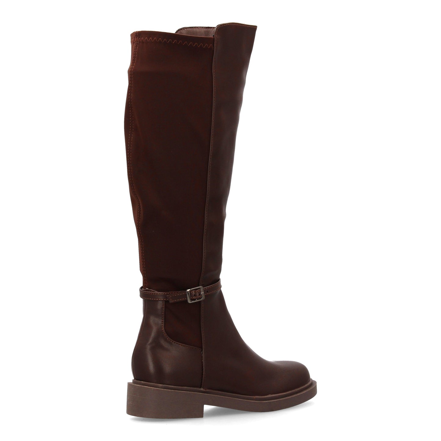 Bota alta para mujer con caña combinada en material sintético y tejido elás