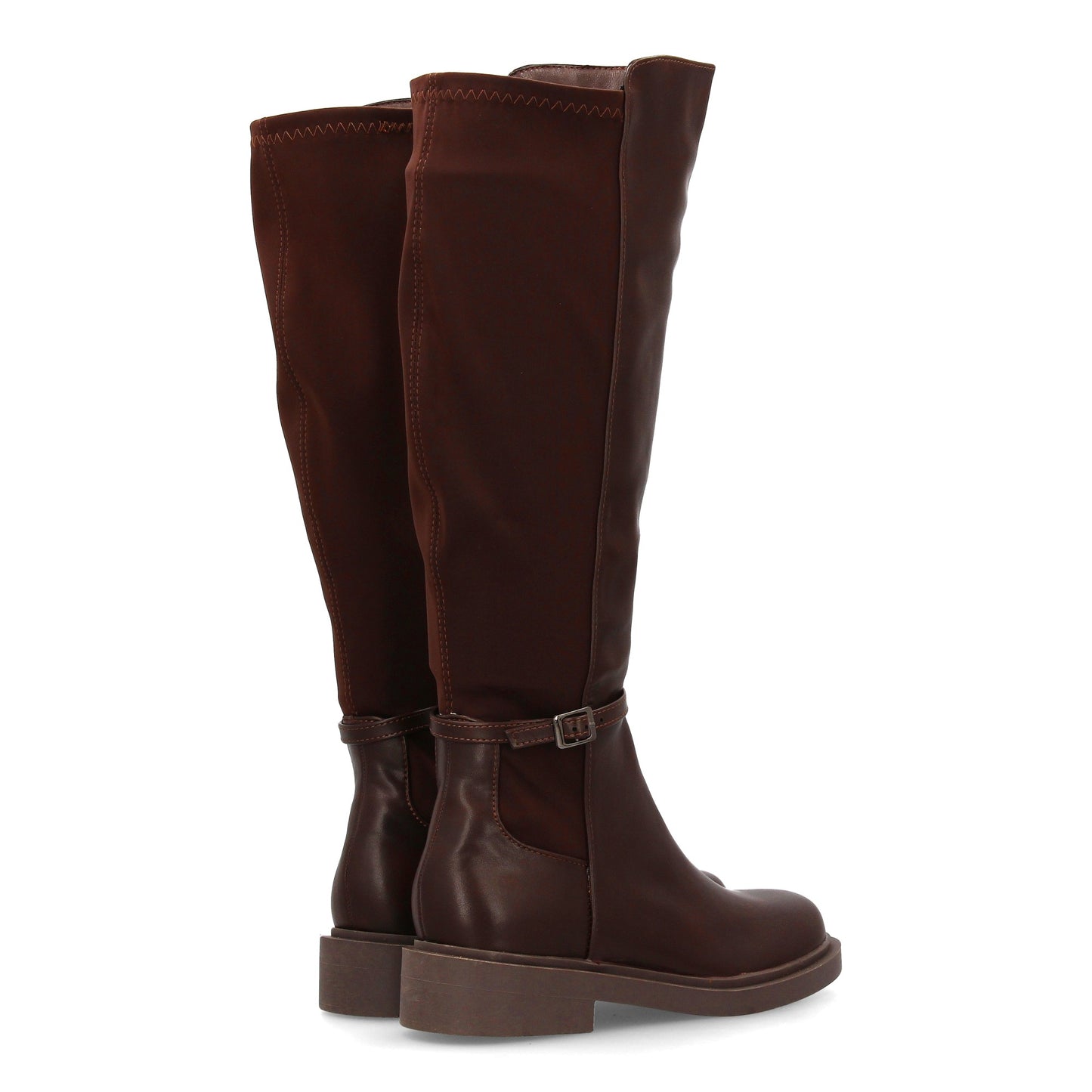 Bota alta para mujer con caña combinada en material sintético y tejido elás