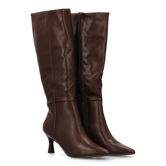 Bota de caña alta con tacón y punta fina con Diseño elegante. Ideal para mujer e