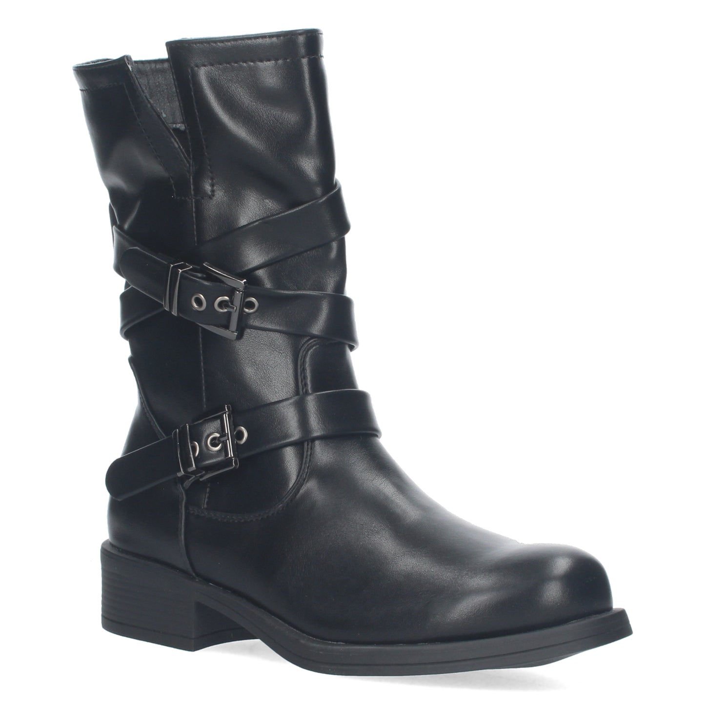 Bota motera de diseño liso con cierre de