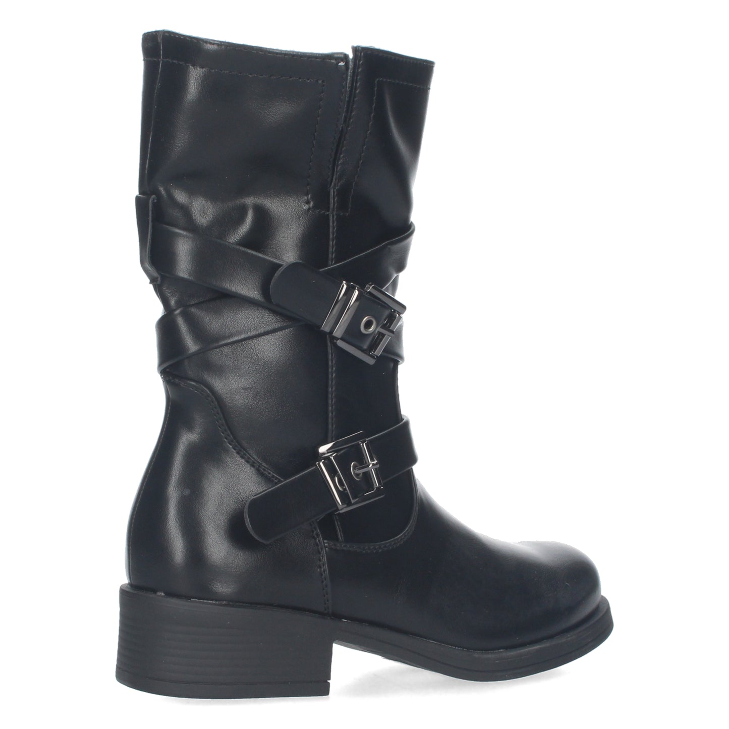 Bota motera de diseño liso con cierre de