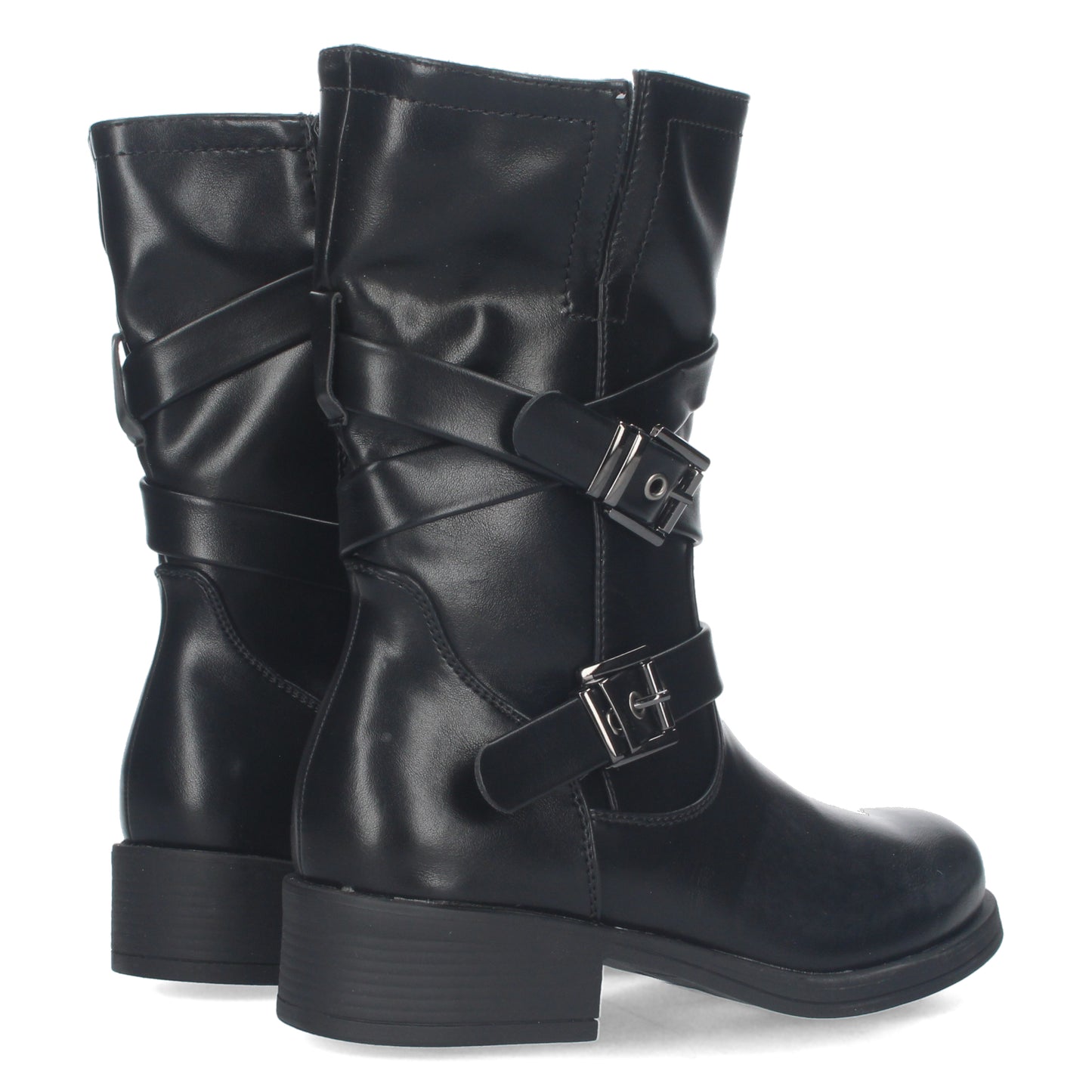 Bota motera de diseño liso con cierre de
