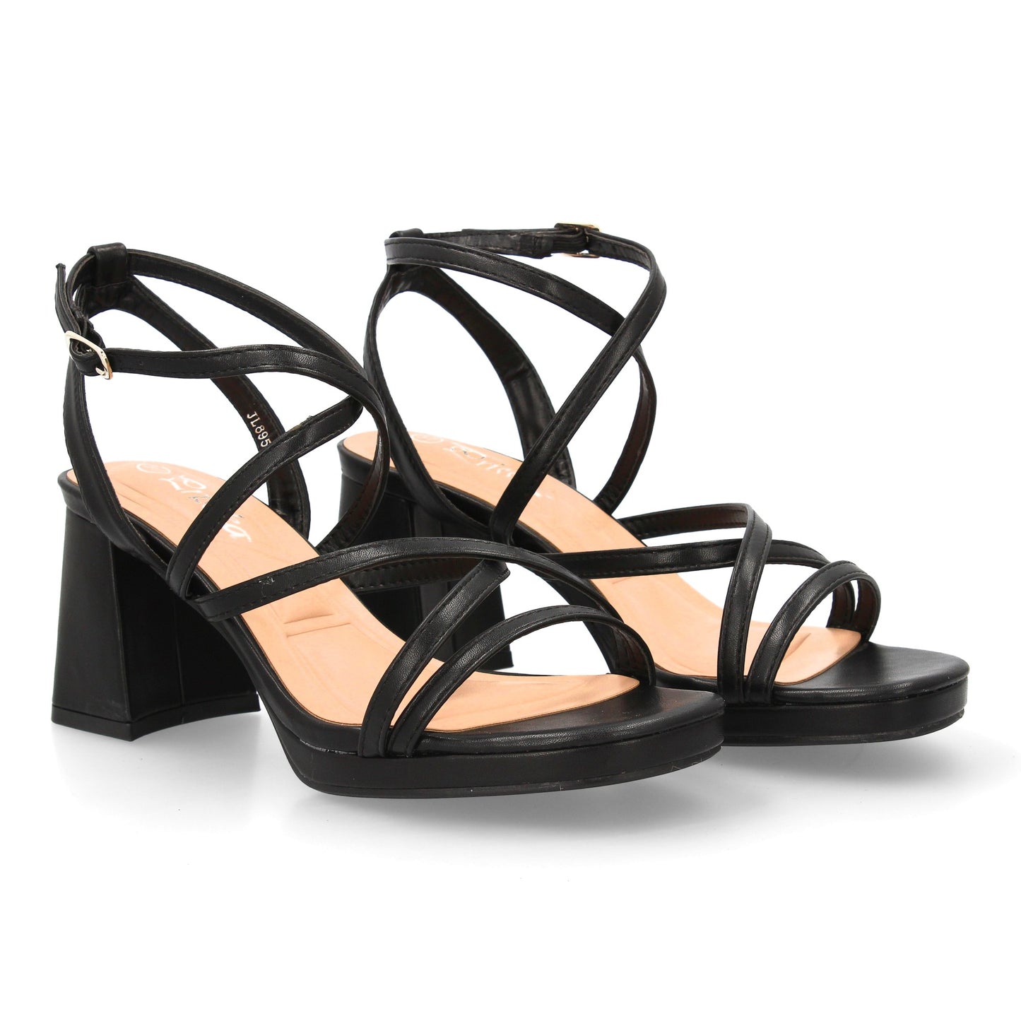 Sandalia de tacón para mujer con diseño de tiras cruzadas finas y delicadas