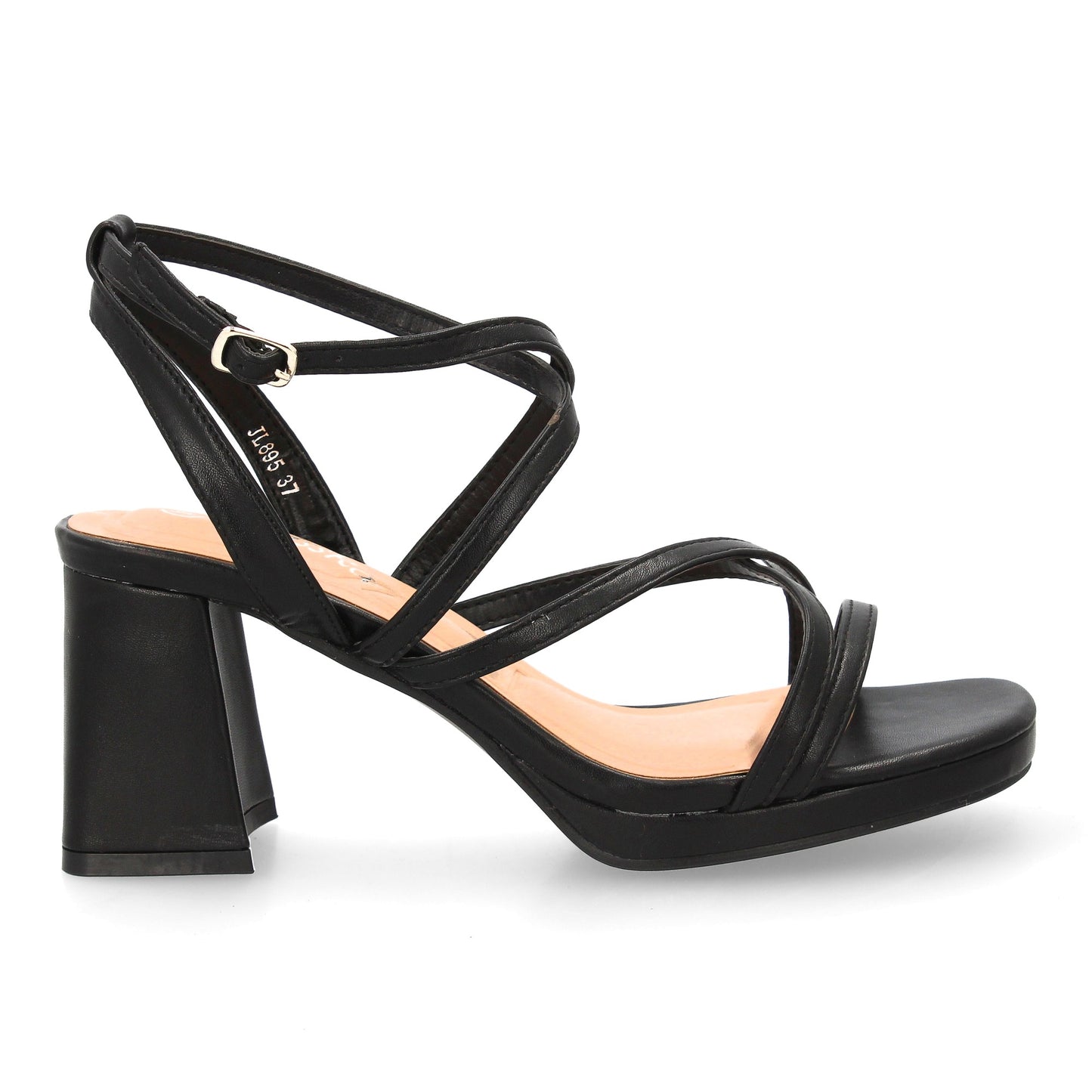 Sandalia de tacón para mujer con diseño de tiras cruzadas finas y delicadas