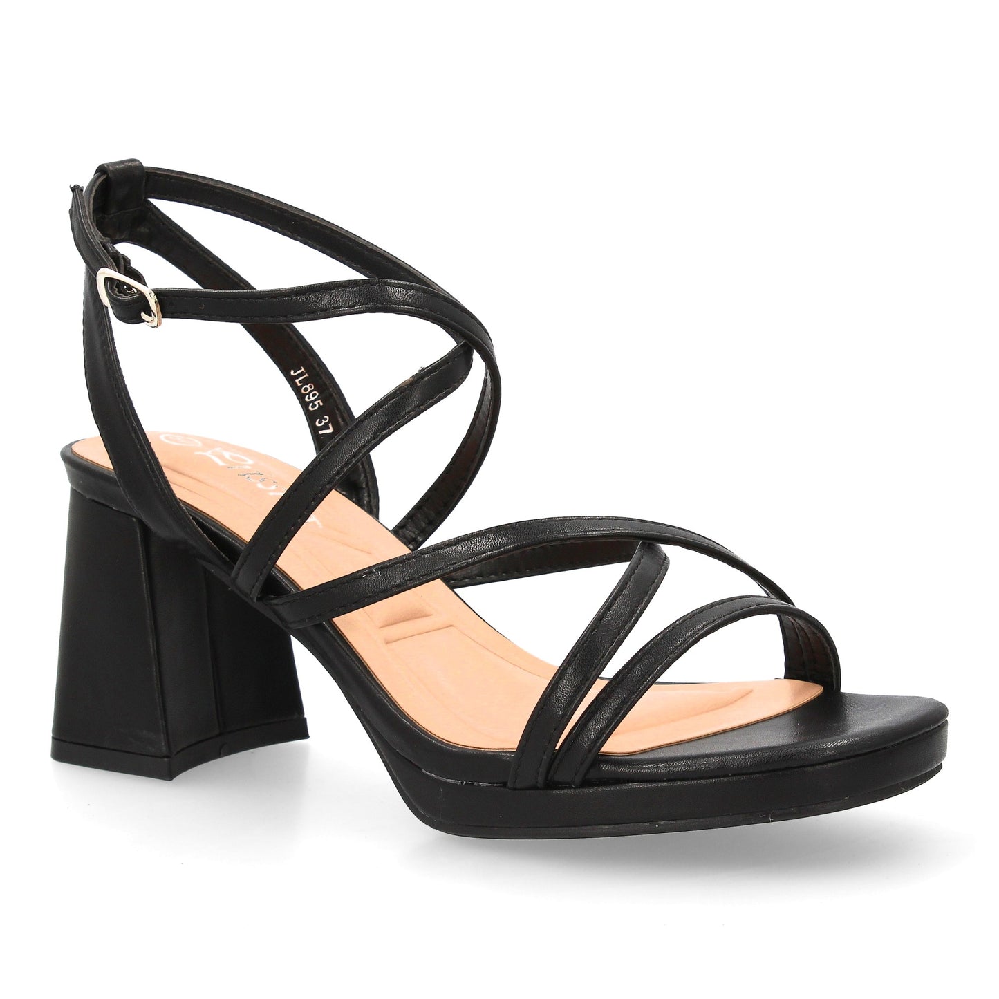 Sandalia de tacón para mujer con diseño de tiras cruzadas finas y delicadas