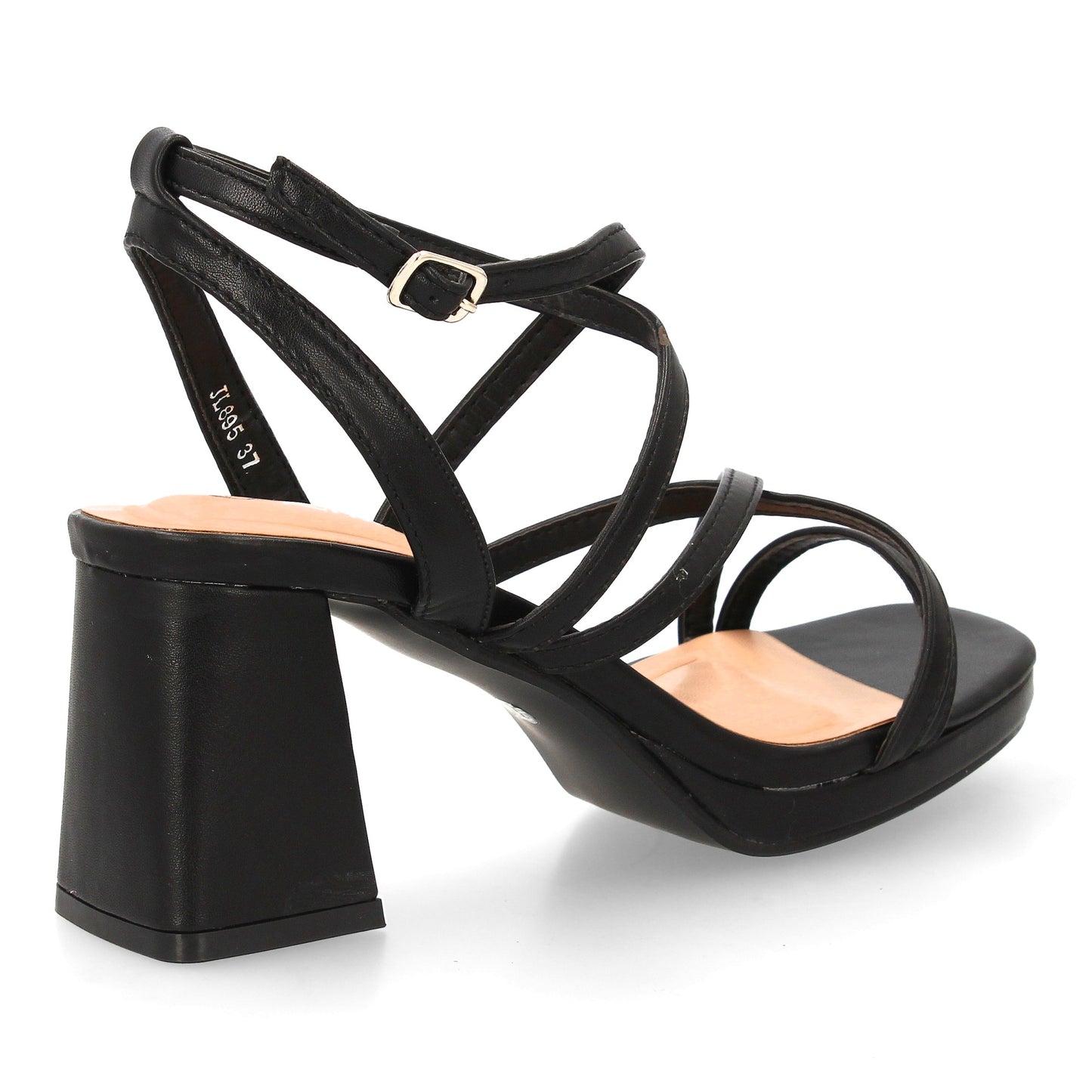 Sandalia de tacón para mujer con diseño de tiras cruzadas finas y delicadas