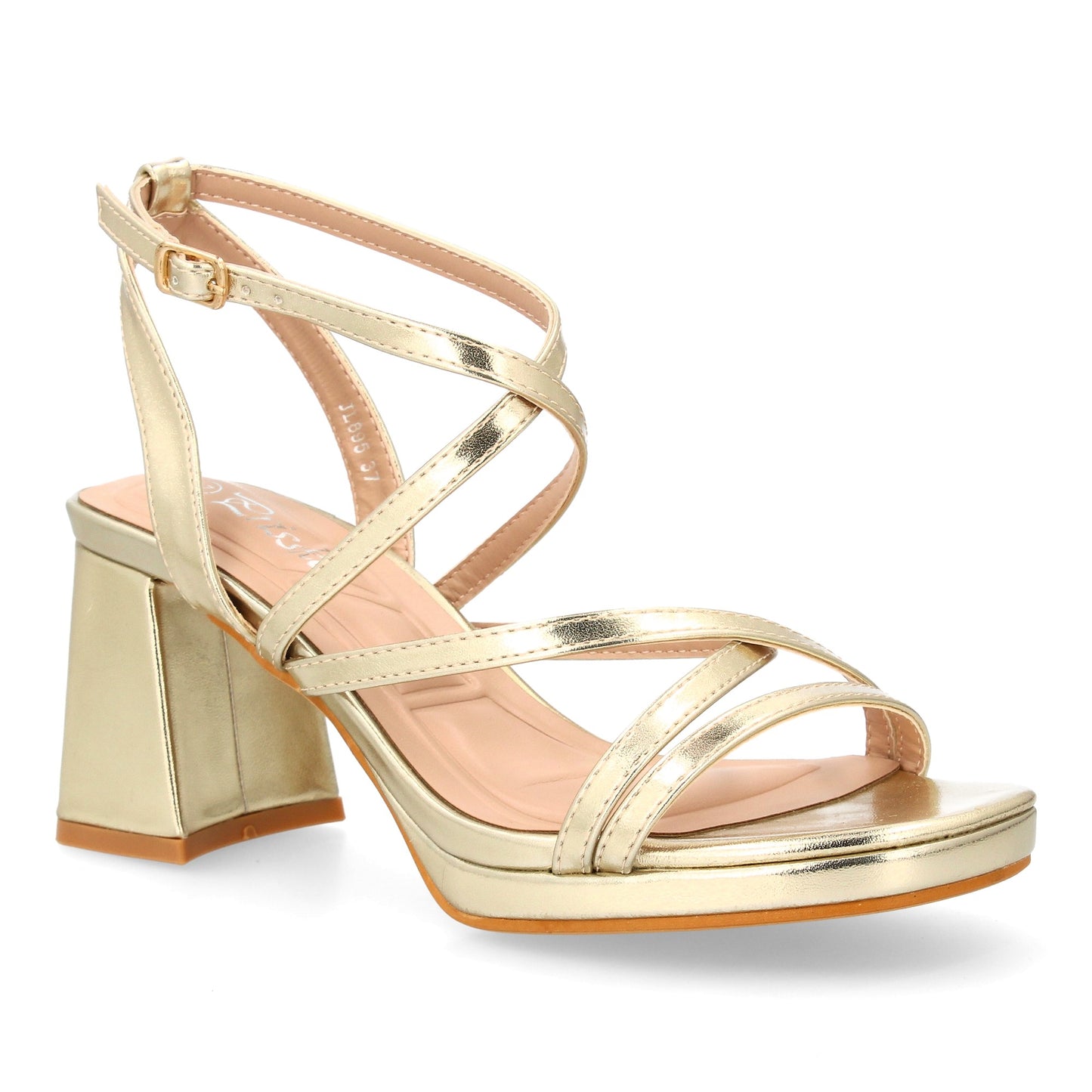 Sandalia de tacón para mujer con diseño de tiras cruzadas finas y delicadas