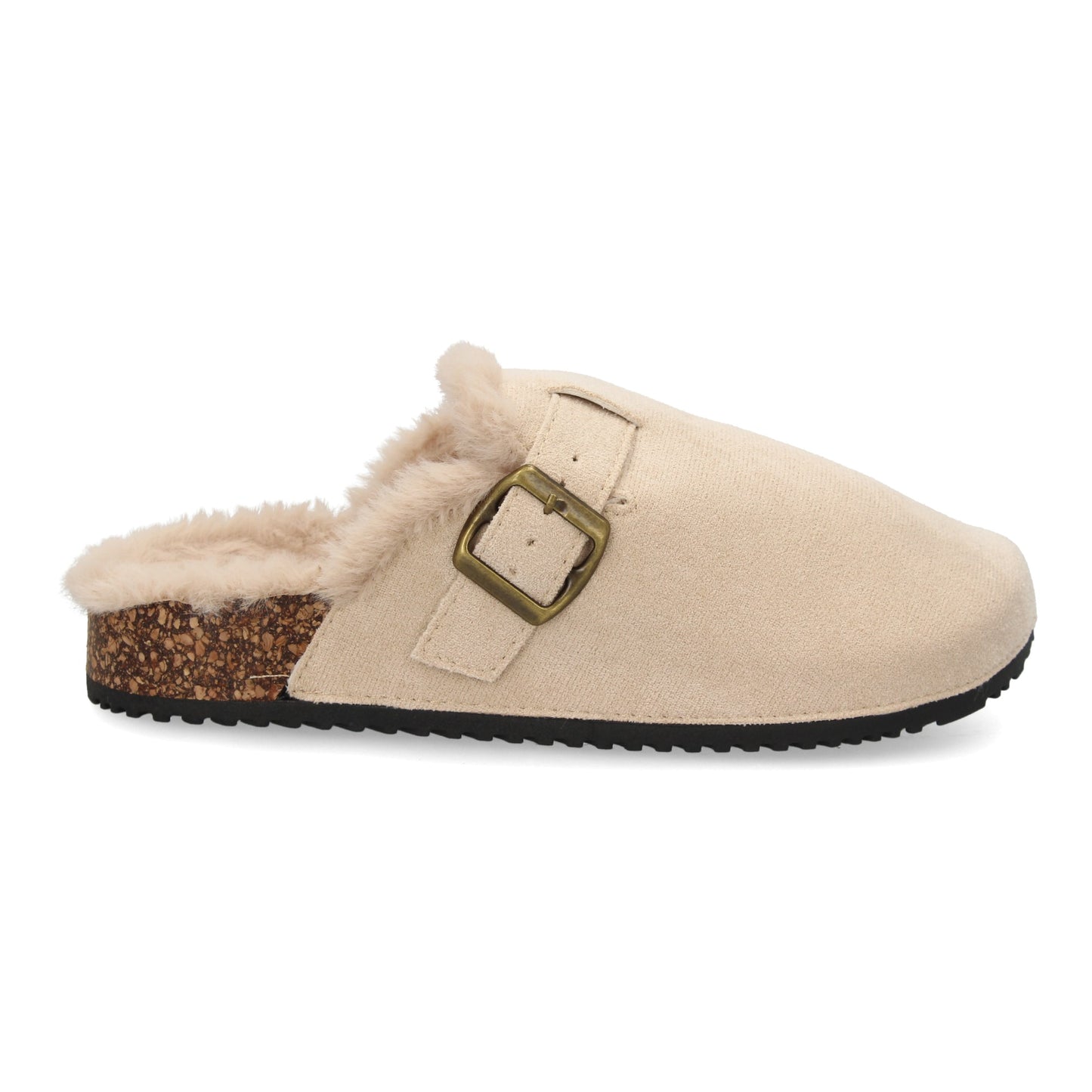 Zueco tipo sabot para mujer con punta cerrad  interior forrado de borreguit