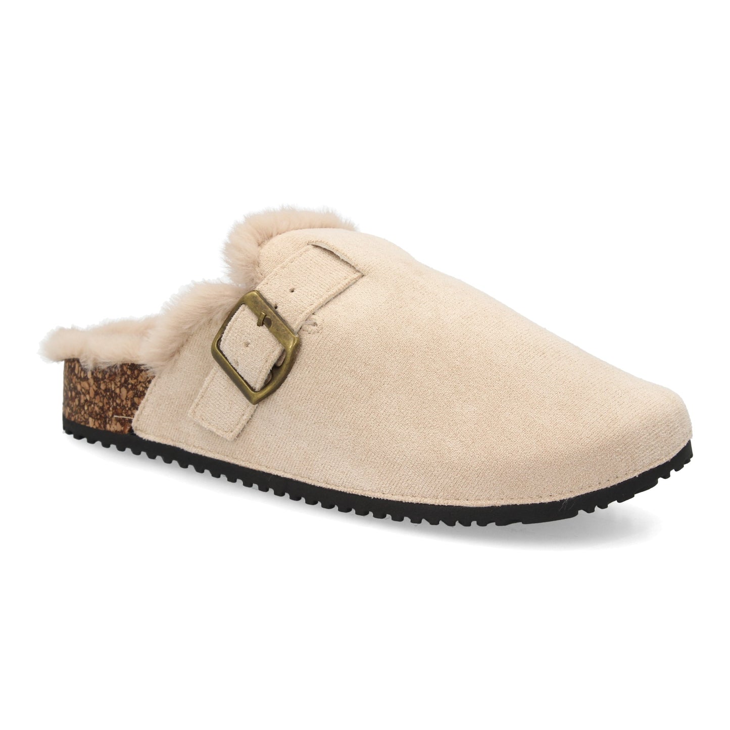 Zueco tipo sabot para mujer con punta cerrad  interior forrado de borreguit