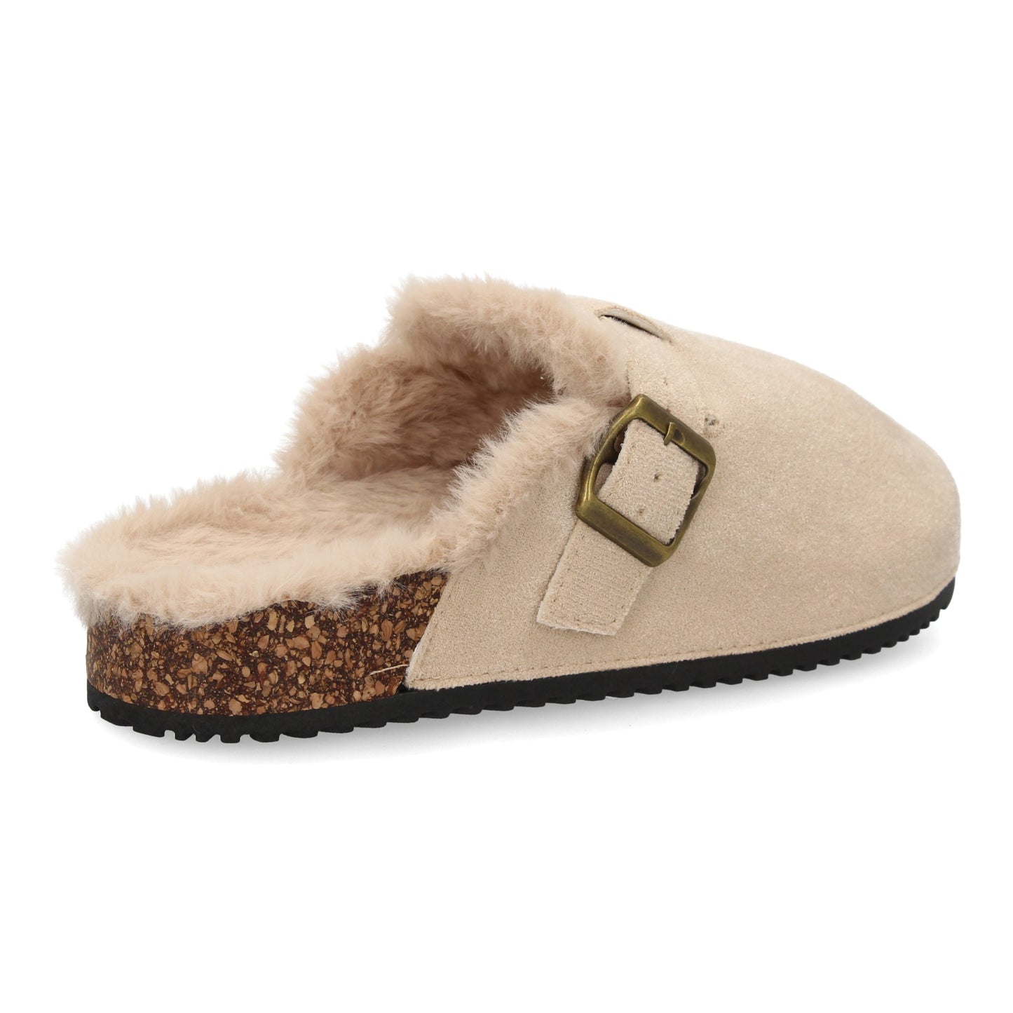 Zueco tipo sabot para mujer con punta cerrad  interior forrado de borreguit