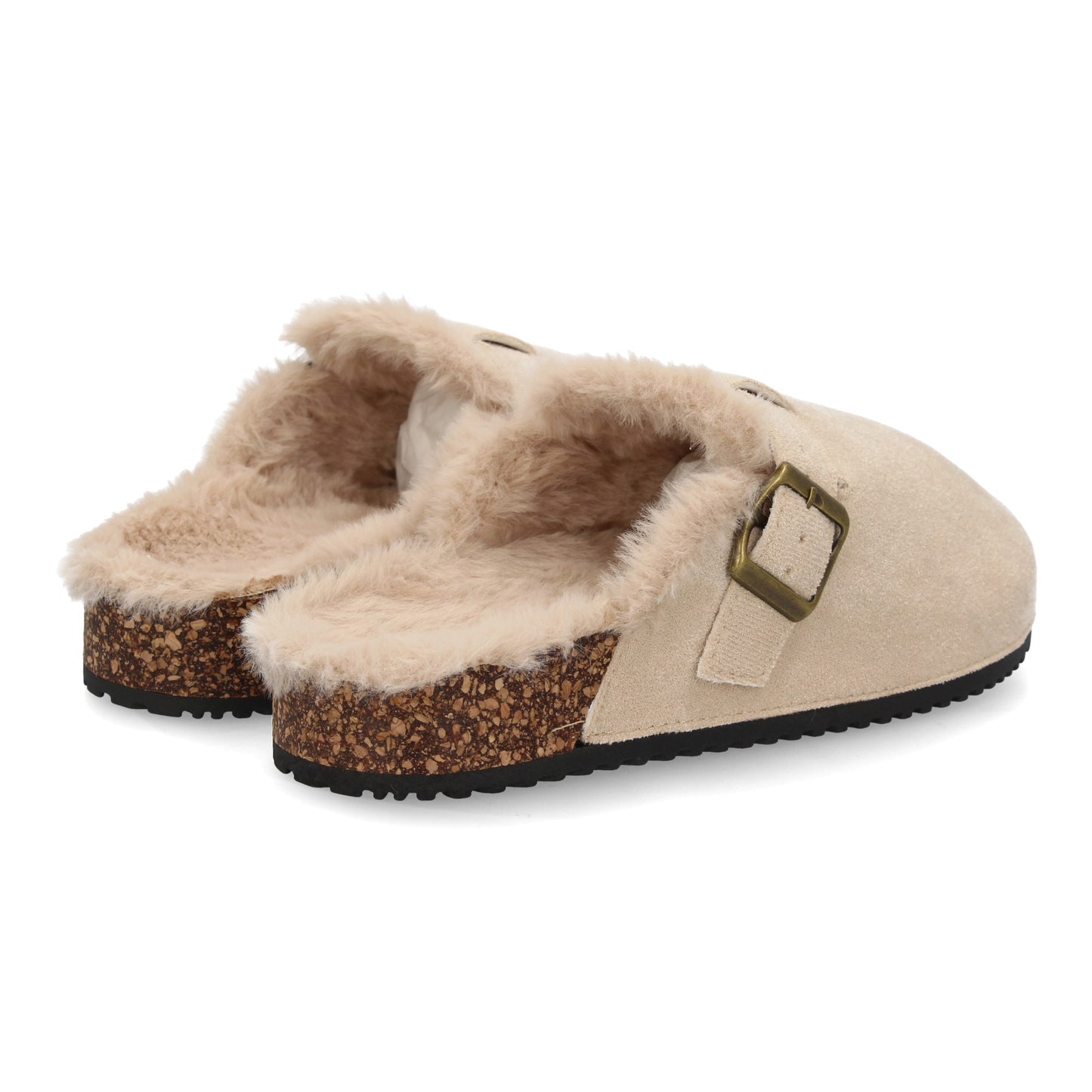 Zueco tipo sabot para mujer con punta cerrad  interior forrado de borreguit