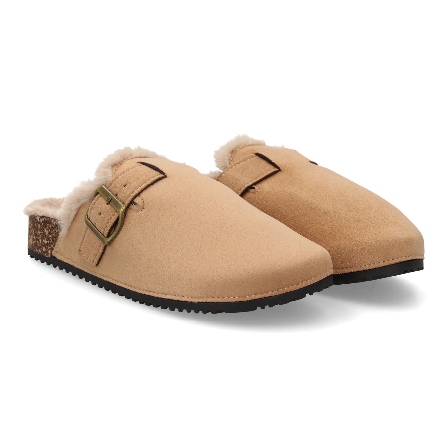 Zueco tipo sabot para mujer con punta cerrad  interior forrado de borreguit