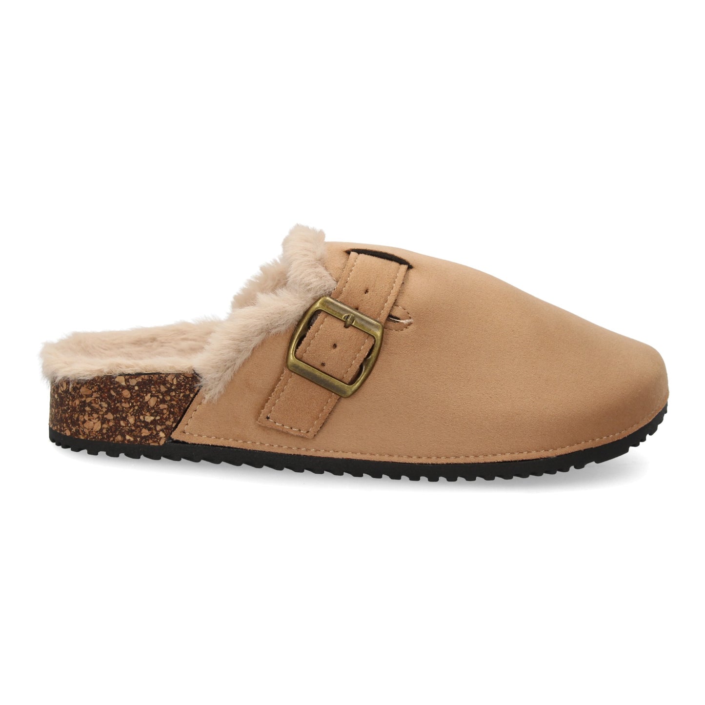 Zueco tipo sabot para mujer con punta cerrad  interior forrado de borreguit