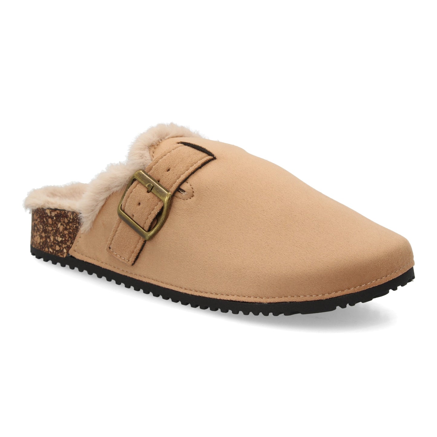 Zueco tipo sabot para mujer con punta cerrad  interior forrado de borreguit