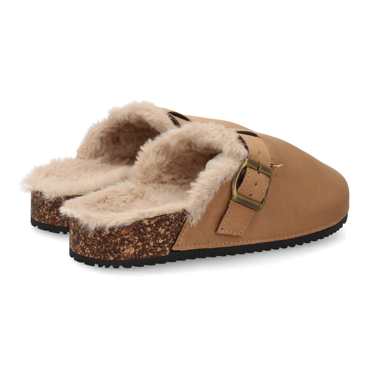 Zueco tipo sabot para mujer con punta cerrad  interior forrado de borreguit