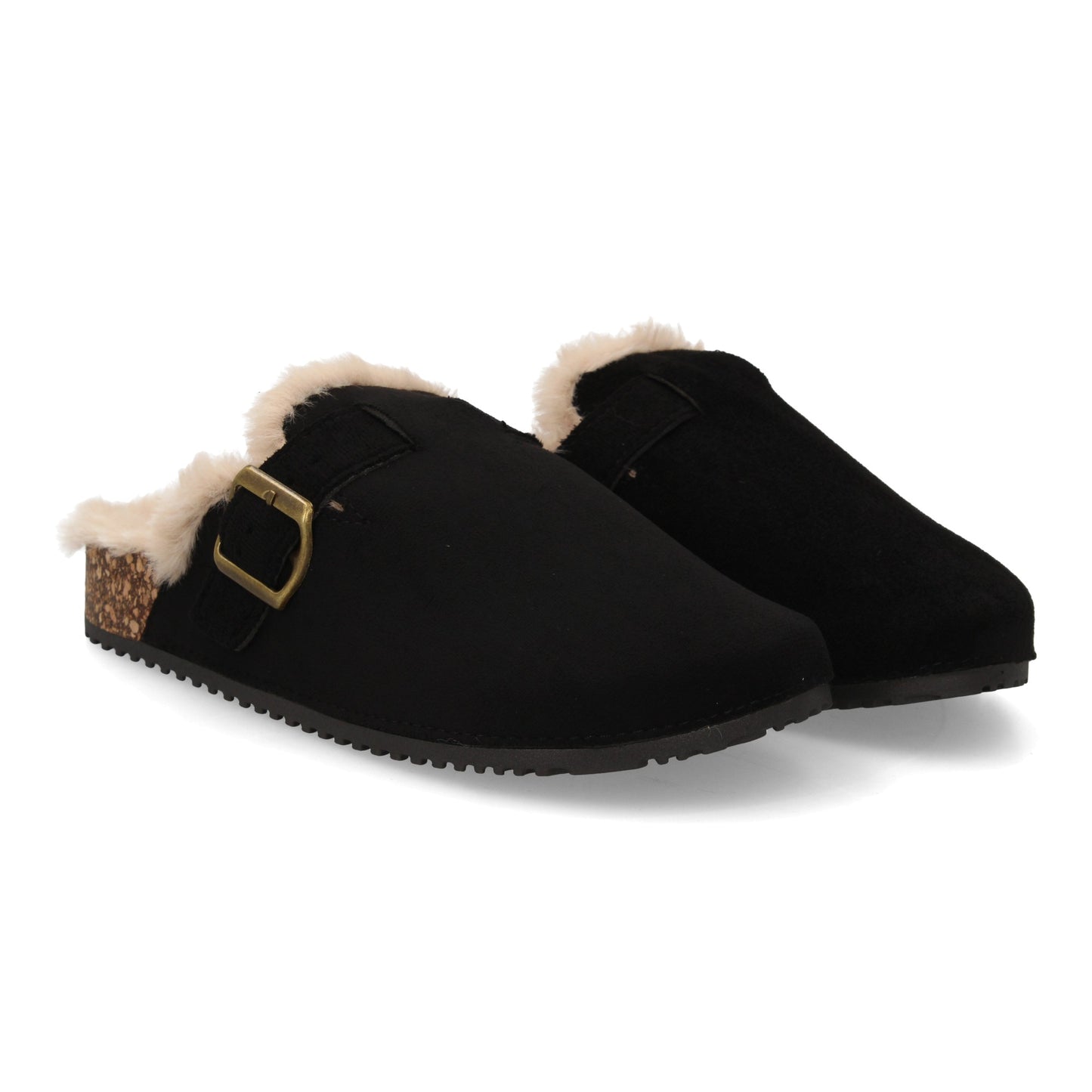 Zueco tipo sabot para mujer con punta cerrad  interior forrado de borreguit