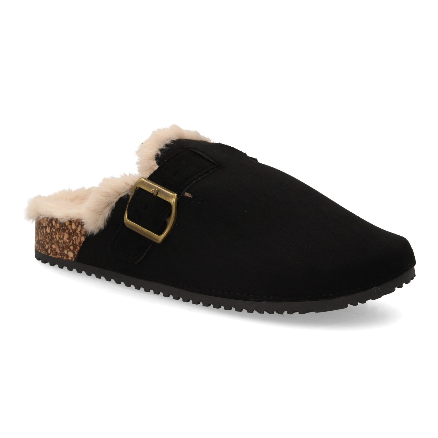 Zueco tipo sabot para mujer con punta cerrad  interior forrado de borreguit