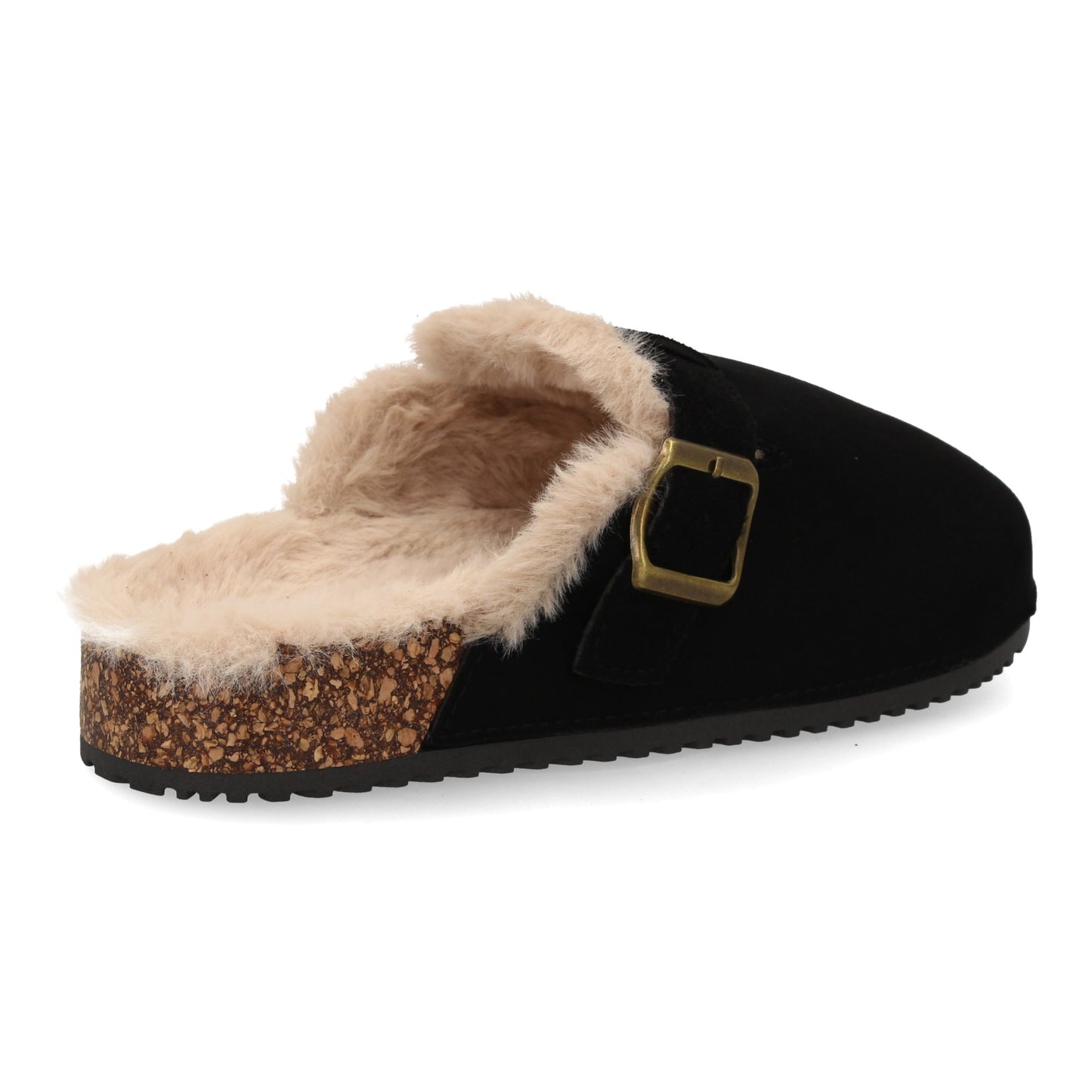 Zueco tipo sabot para mujer con punta cerrad  interior forrado de borreguit