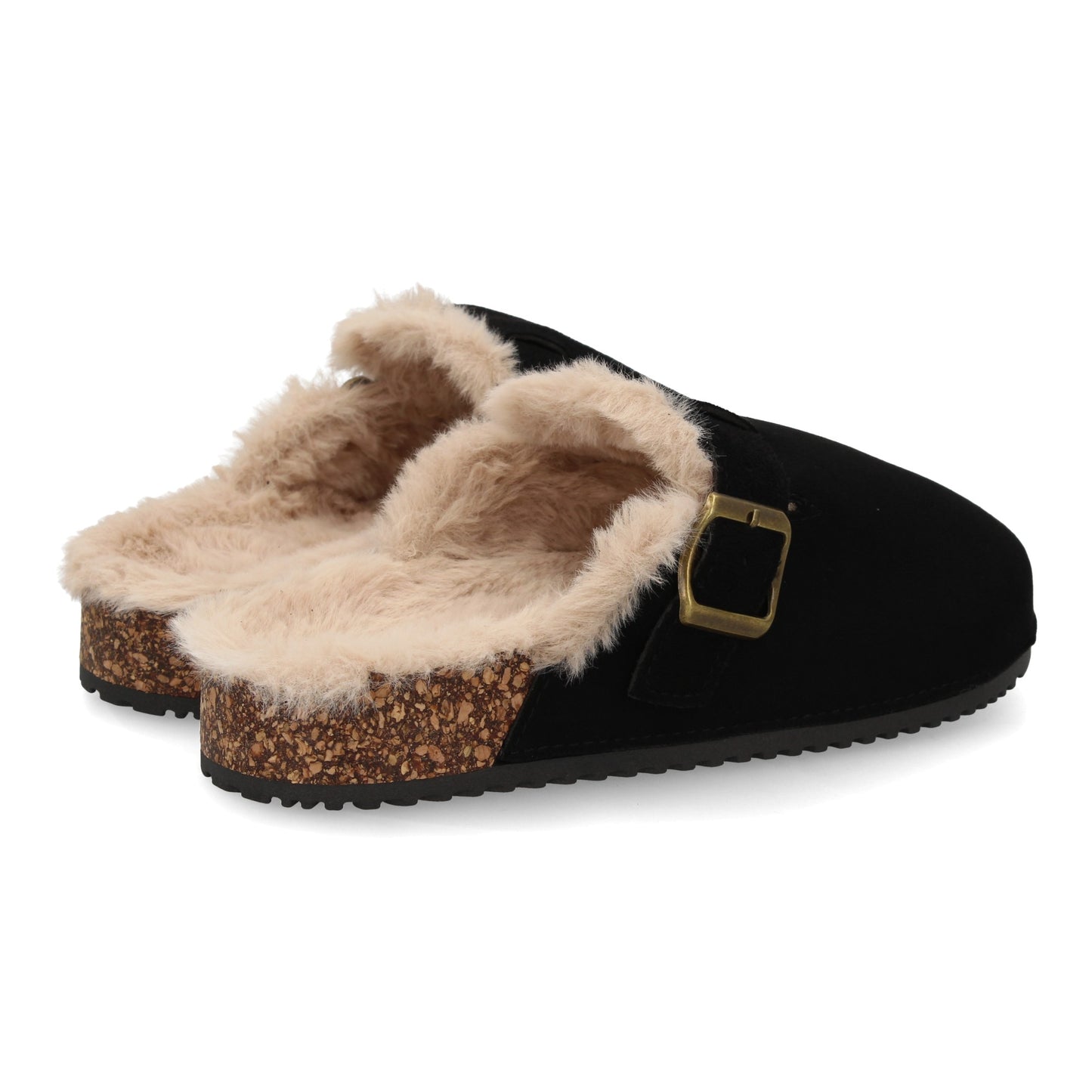 Zueco tipo sabot para mujer con punta cerrad  interior forrado de borreguit