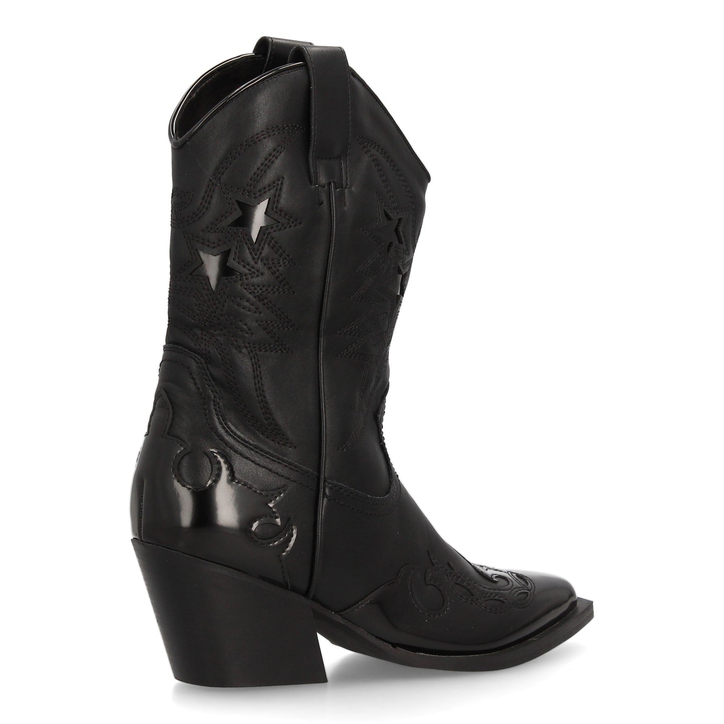 Bota cowboy para mujer con diseño de estrellas brillantes. Punta fina  tacó