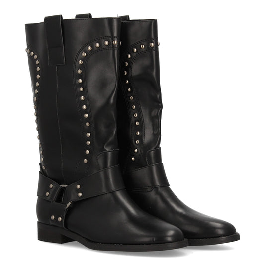 Bota alta para mujer con diseño elegante estilo cowboy. caña con tachuelas