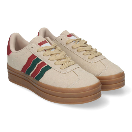 Zapatillas con rayas y suela gruesa Beige