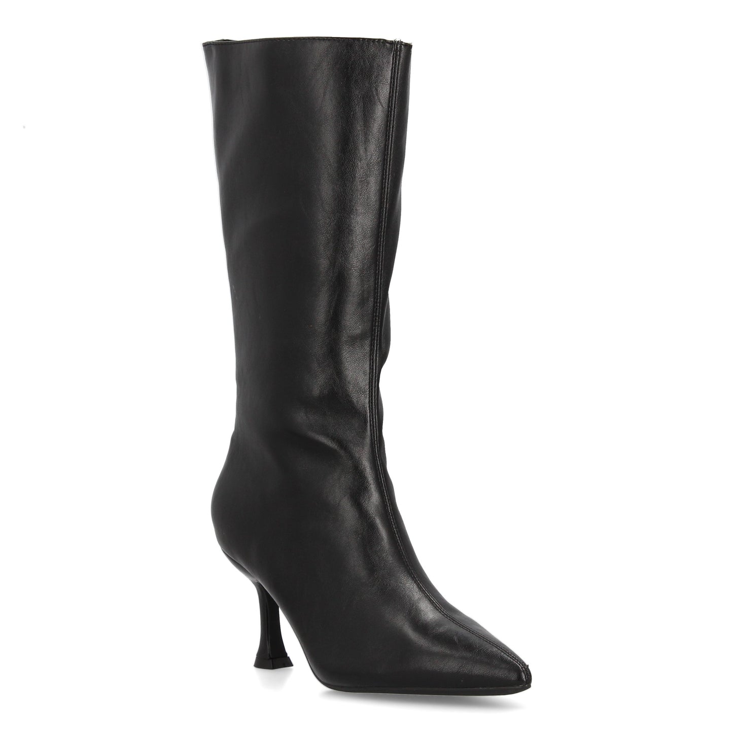 Bota alta de caña media diseño llamativo y sofisticado. Punta fina y tacón